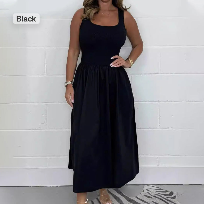 2025🌷Damska sukienka bez rękawów w jednolitym kolorze, swobodna