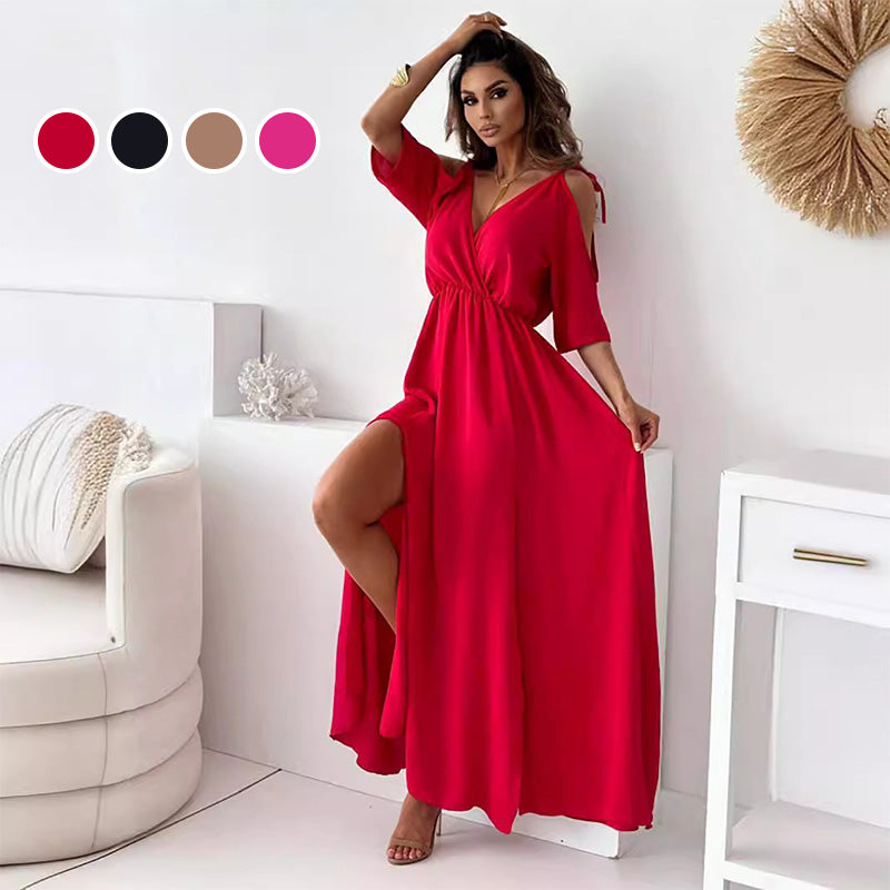 【💖Nowości 2025】👗Elegancka, seksowna sukienka dla kobiet z spiczastym dekoltem