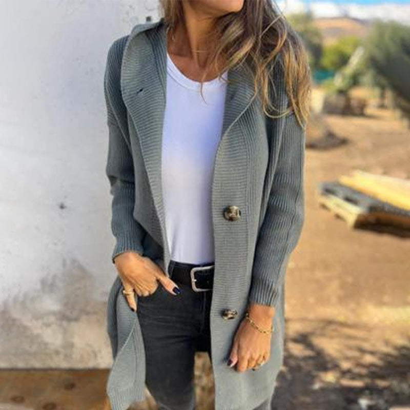 🌸Zapinany na guziki kardigan z kapturem dla kobiet