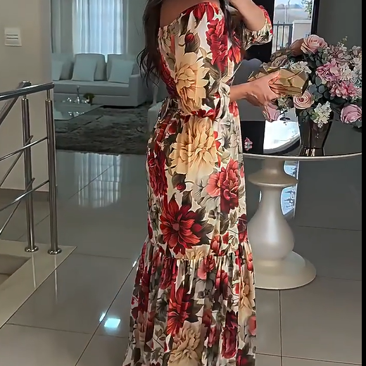 💃Sukienki damskie z plisowanym dekoltem w kształcie litery V w kwiaty