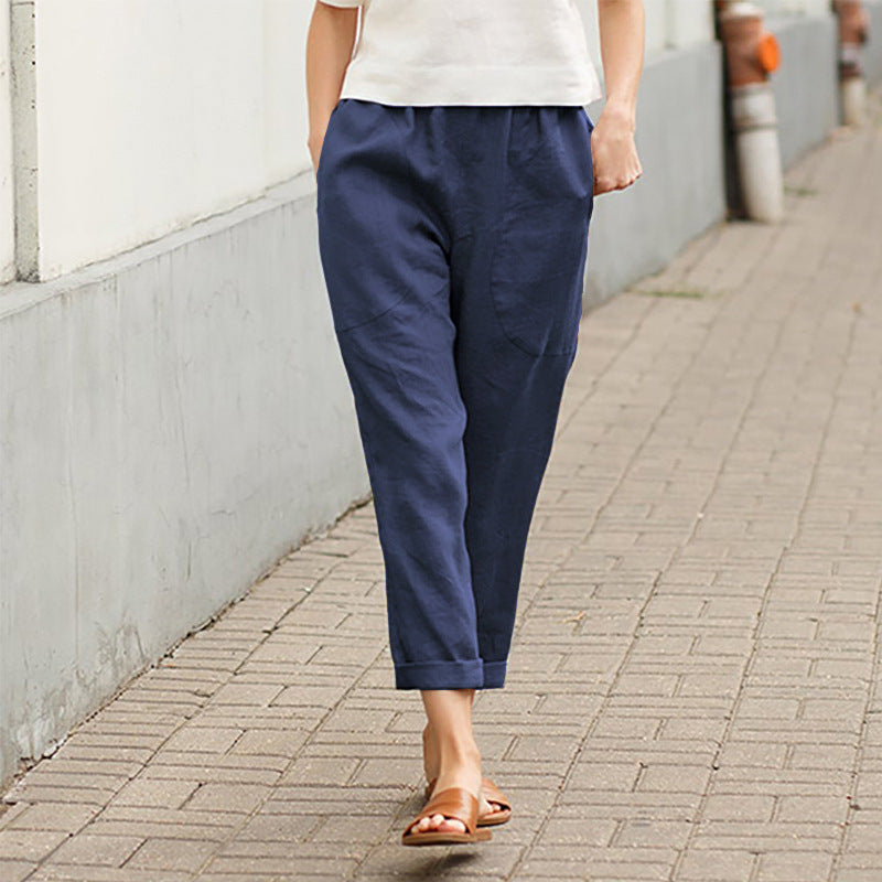 🌿Damskie luźne spodnie z lnu i bawełny
