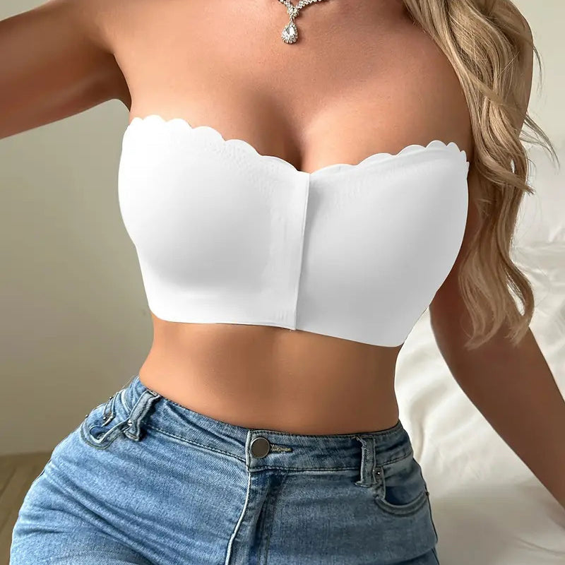 💕Biustonosz bandeau bez ramiączek z zapięciem z przodu💯