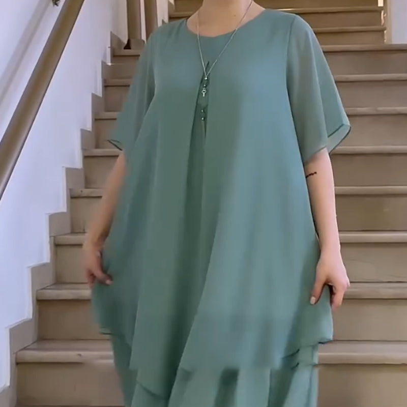 🔥👗 Luźna damska sukienka w jednolitym kolorze