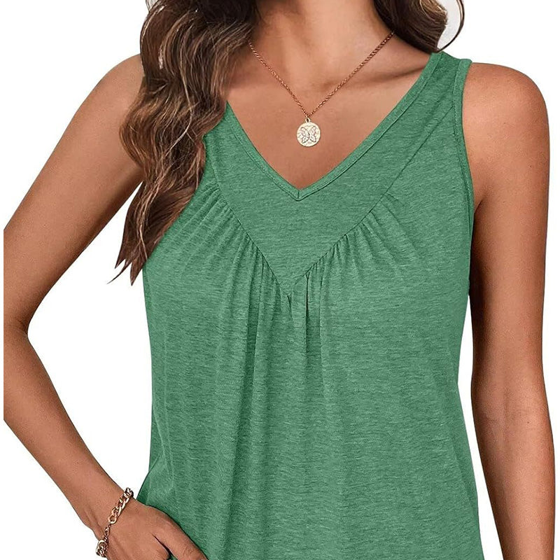 👚Damska koszulka bez rękawów z dekoltem w serek