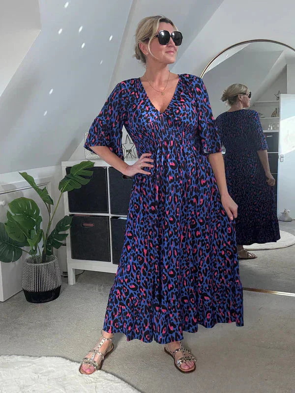 💥🔥Plisowana sukienka z wzorem w panterkę