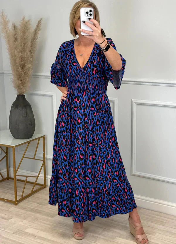 💥🔥Plisowana sukienka z wzorem w panterkę