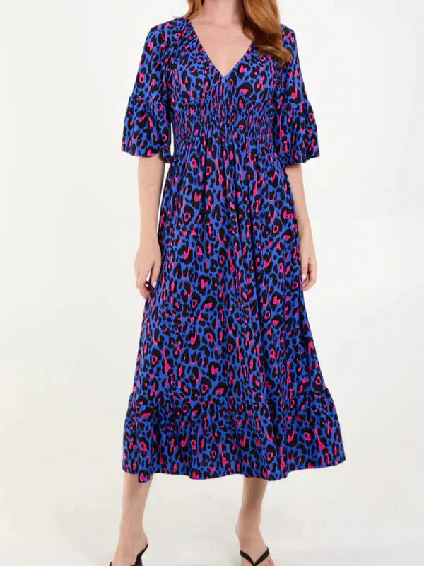 💥🔥Plisowana sukienka z wzorem w panterkę