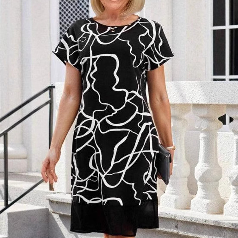 🎁🌸Sukienka z krótkim rękawem i okrągłym dekoltem