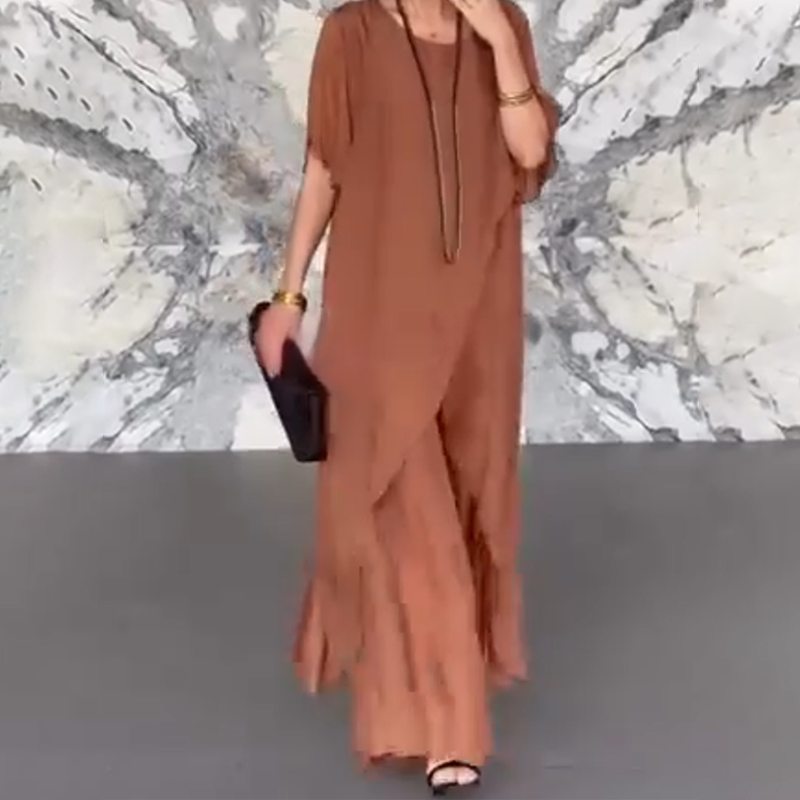 🛍️✨ Damski komplet składający się z nieregularnej bluzki i lekkich spodni