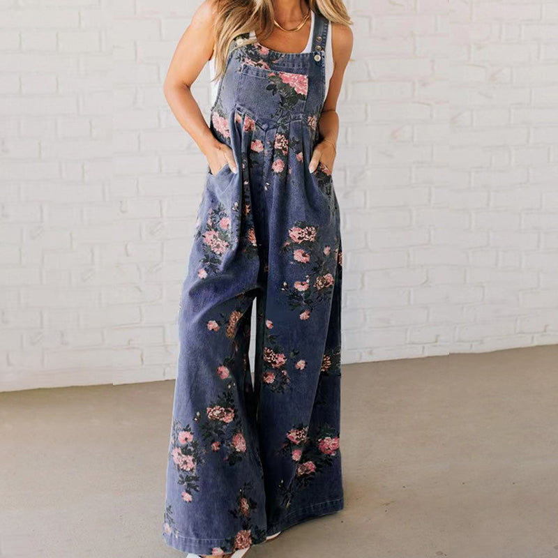 💗Specjalna oferta letnia✨Damski casualowy kombinezon jeansowy z nadrukiem