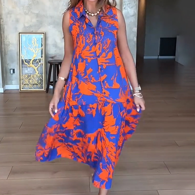 💃Modne damskie sukienki maxi z nadrukiem i bez rękawów