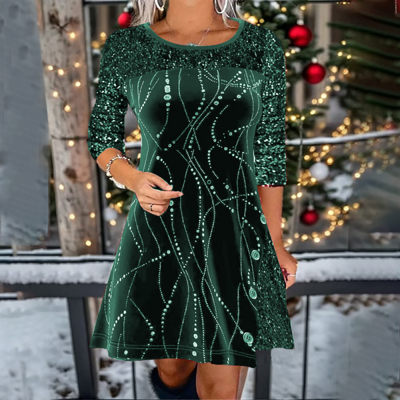 ✨Elegancka sukienka w kształcie litery A z cekinami