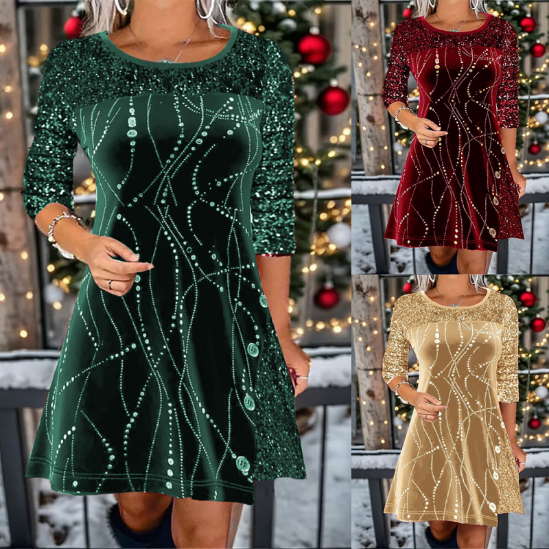 ✨Elegancka sukienka w kształcie litery A z cekinami