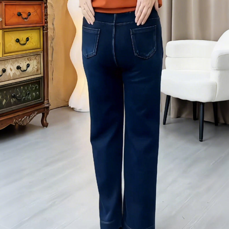 👖 Damska parka z pranego dżinsu z prostymi nogawkami