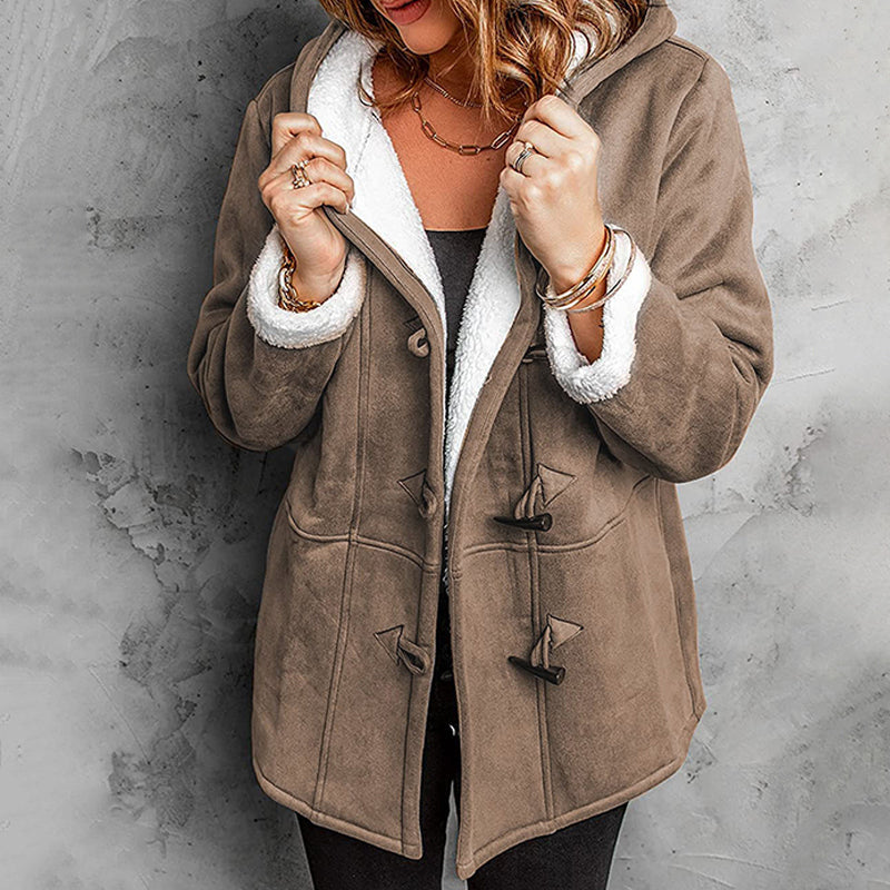 ❄️ Damska kurtka zamszowa z kapturem i pluszową podszewką 🧥💕