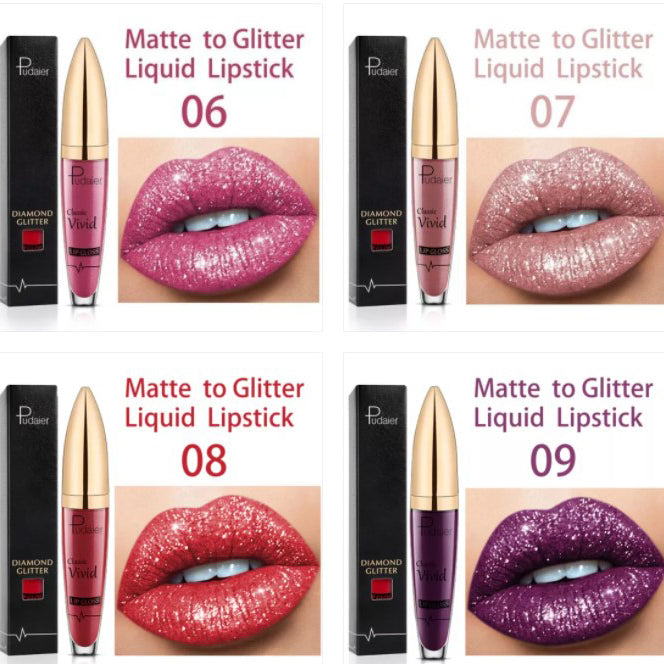 💥 Kup 1, a drugi dostaniesz gratis 💋 Błyszczyk do ust Diamond Lip Gloss Glitter Lipstick Waterproof 🥰🎁