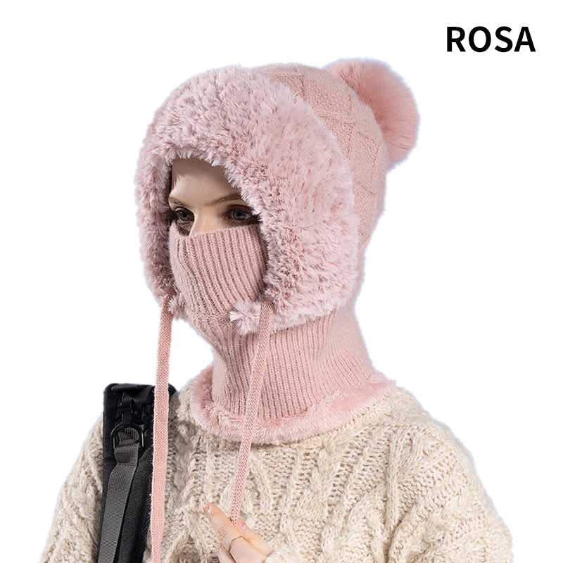 🔥Nowa oferta – stylowa, gruba czapka zimowa z dzianiny – z ciepłą osłoną na twarz i szalikiem