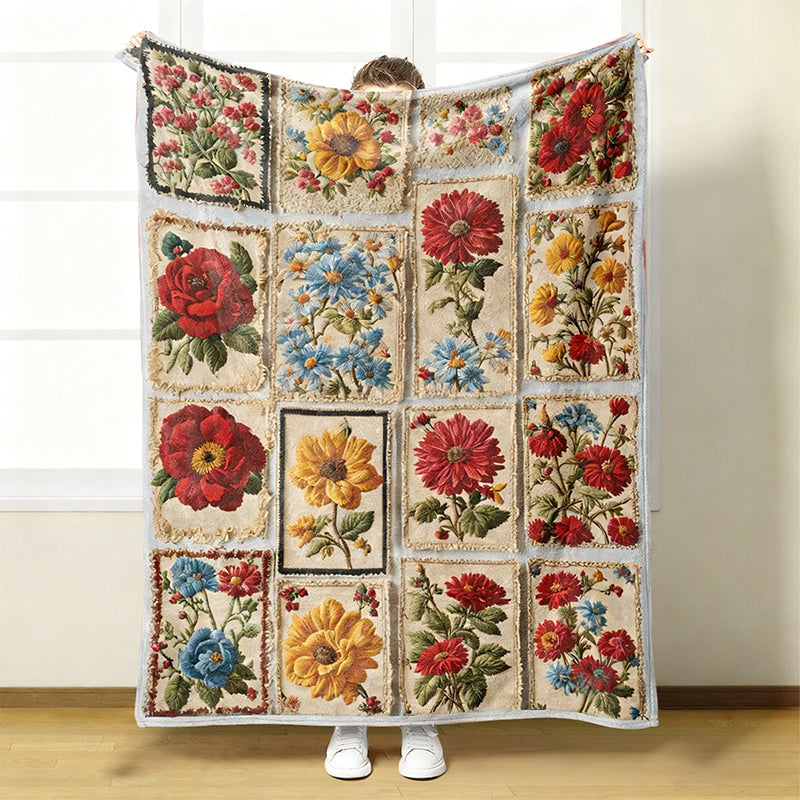 🌼 Przytulny i miękki koc flanelowy we wzór kwiatów 🛋️💐