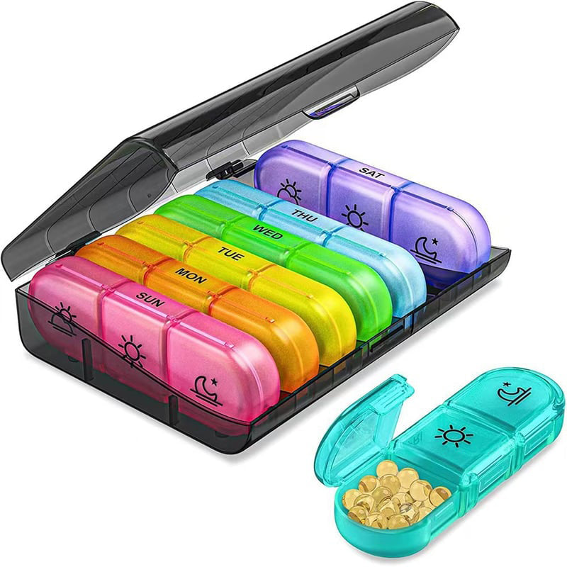 🧳 Etui na tabletki podróżne na 7 dni – lekkie, z wyjmowanymi przegródkami