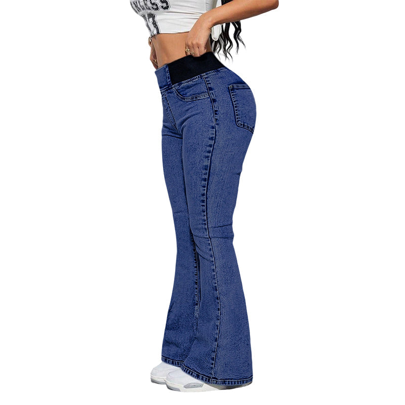 👖 Damska jeansowa spódnica z wysokim stanem i rozkloszowanym dołem