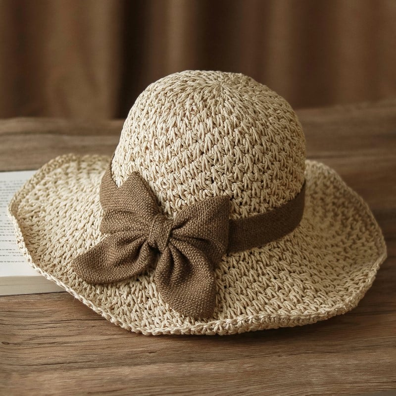🎀 50% ZNIŻKI! 👒 Słomkowy Kapelusz Damski Retro z Kokardą – Składany, Przewiewny, Ochrona UV na Lato