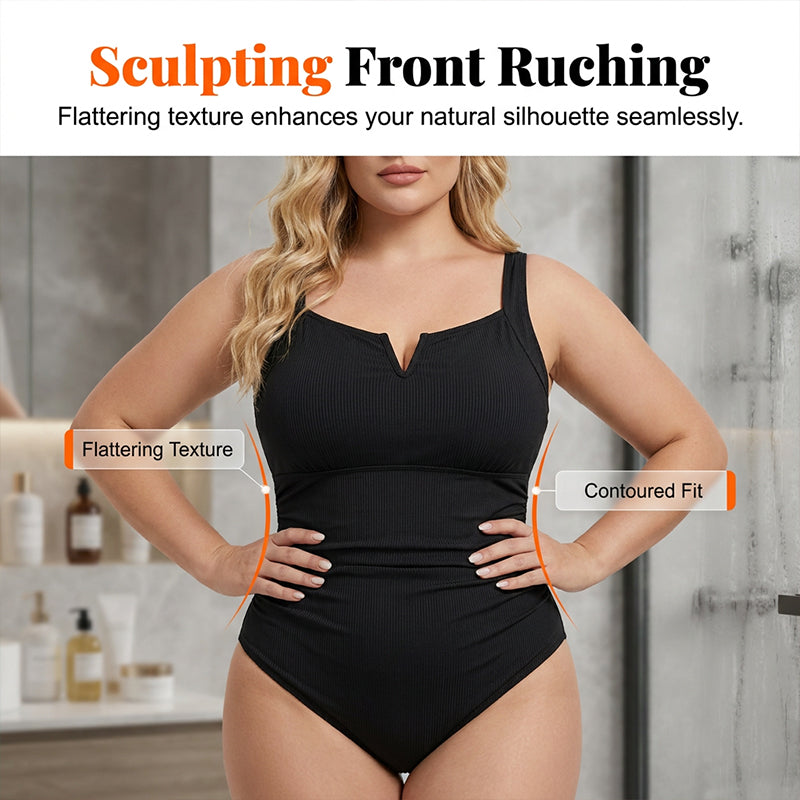 👙Jednoczęściowy kostium kąpielowy dla puszystych z efektem modelowania talii