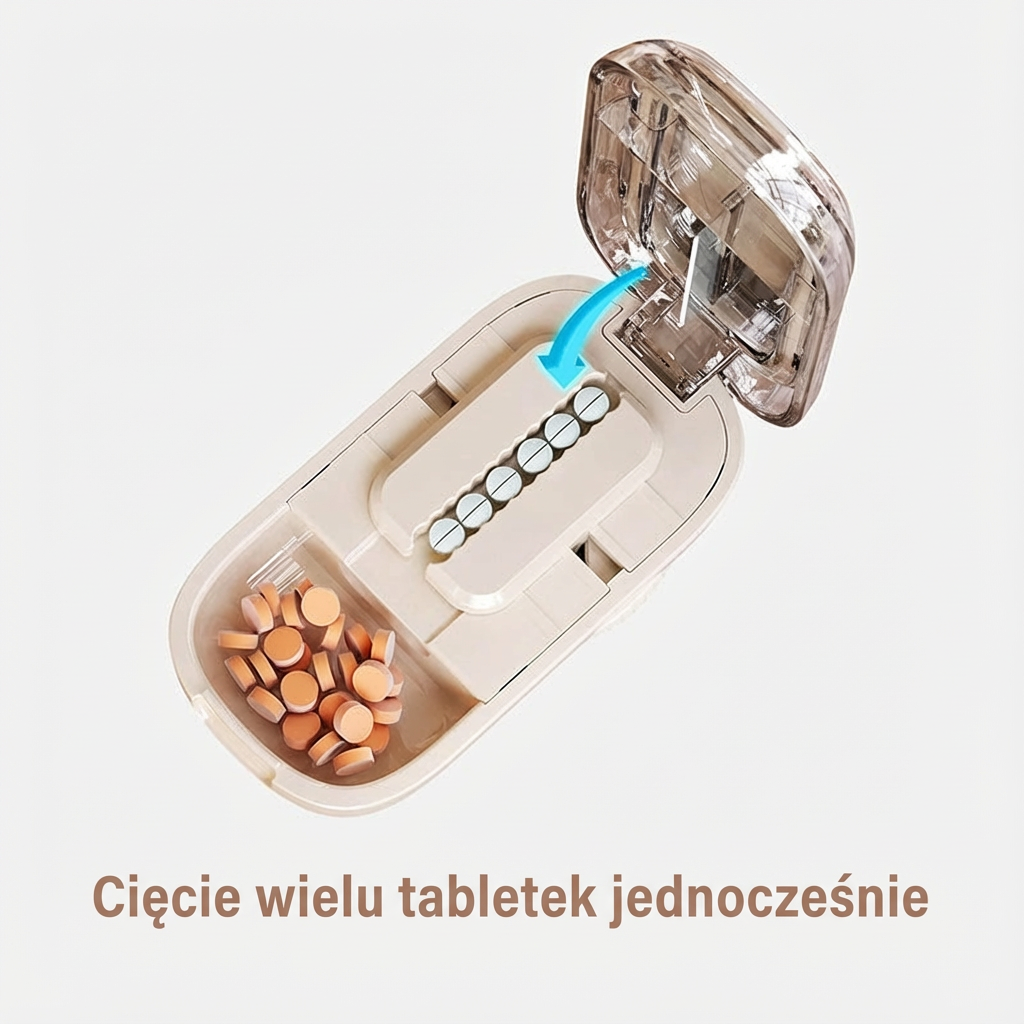 Przenośny pojemnik na tabletki z nożem